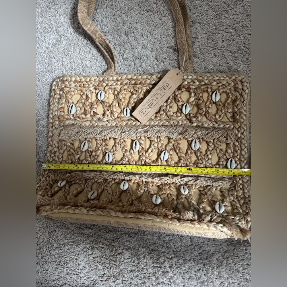 Salt + Umber Jute Shell Beach Bag NWT - Picture 7 of 8
